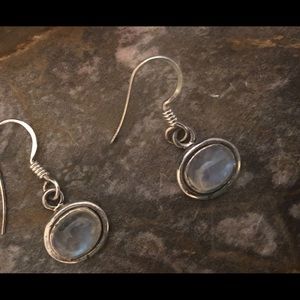 Dangly opalescent moonstone earrings